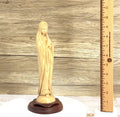 Blessed Mother Holding a Rosary, 10" Olive Wood Carving Statue from Bethlehem