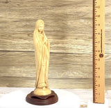 Virgen María con Rosario, Estatua de Talla de Madera de Olivo de 10" de Belén