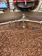 Bethlehem Blend Coffee, Medium Roast Whole Bean, 10 oz, Holy Land Inspired, fresh roasted beans on the cooling tray