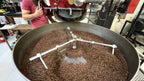 Holy Land Blend Coffee, Medium Dark Roast Whole Bean, 10 oz, Signature House Blend, fresh roasted beans on the cooling tray