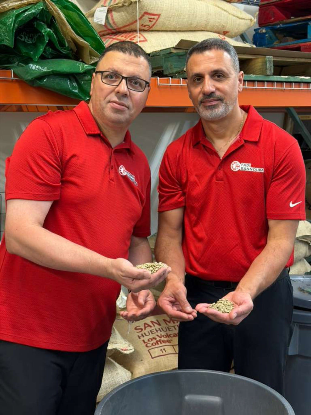 Hand selecting green coffee beans before the roast