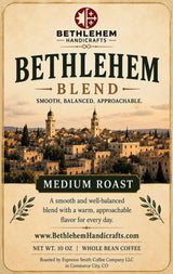 Bethlehem Blend Coffee, Medium Roast Whole Bean, 10 oz, Holy Land Inspired