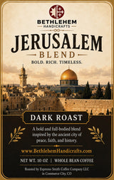 Jerusalem Blend Coffee, Dark Roast Whole Bean, 10 oz, Holy Land Inspired