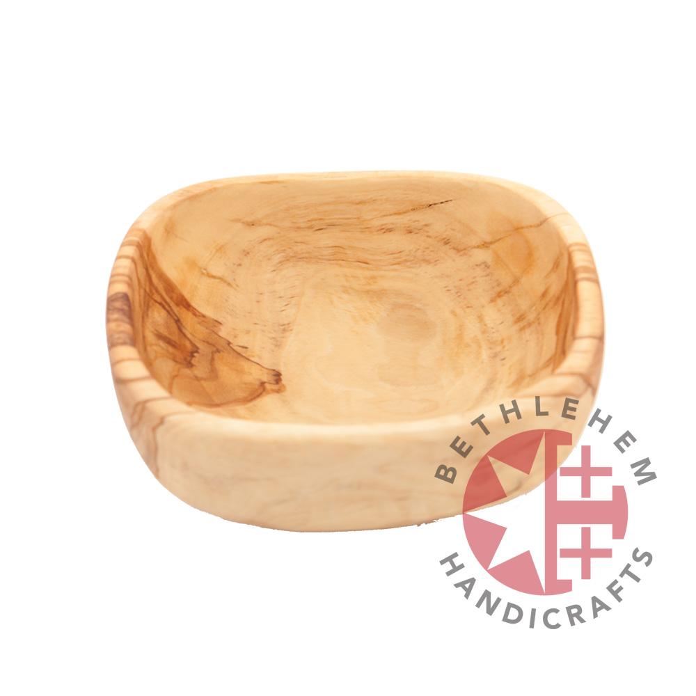 Hand carved square olive wood bowl from Bethlehem