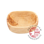 Hand carved square olive wood bowl from Bethlehem