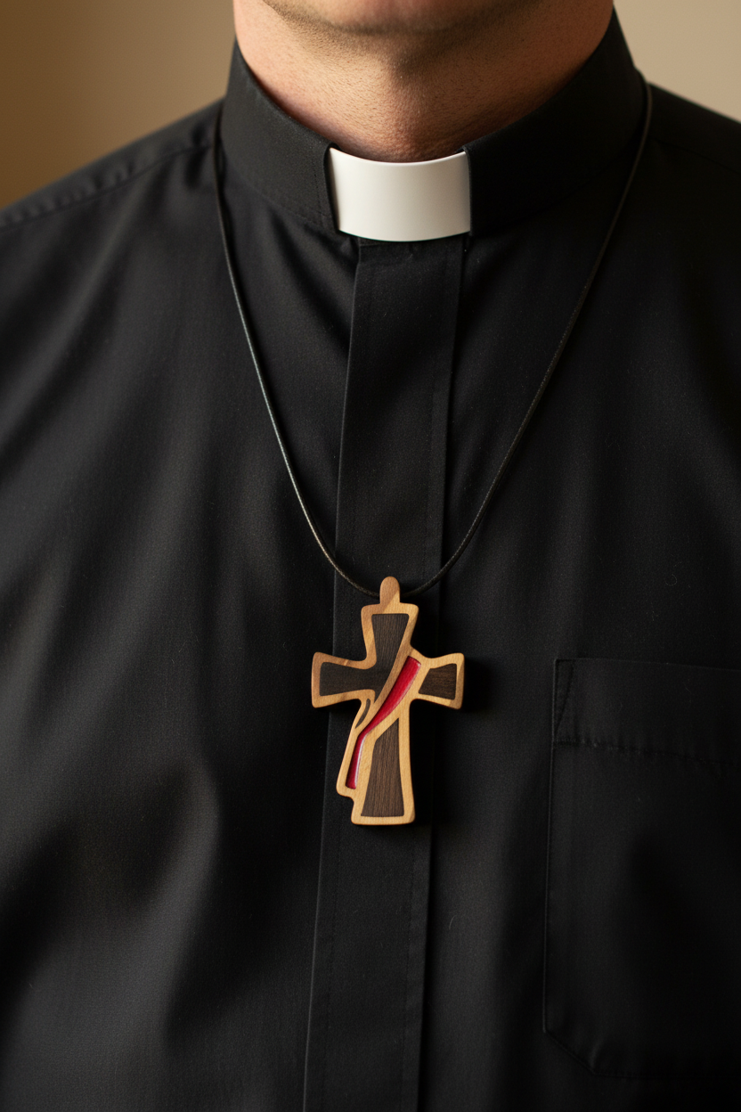 Deacon Cross Necklace | Olive Wood from Bethlehem