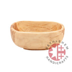 Hand carved square olive wood bowl from Bethlehem