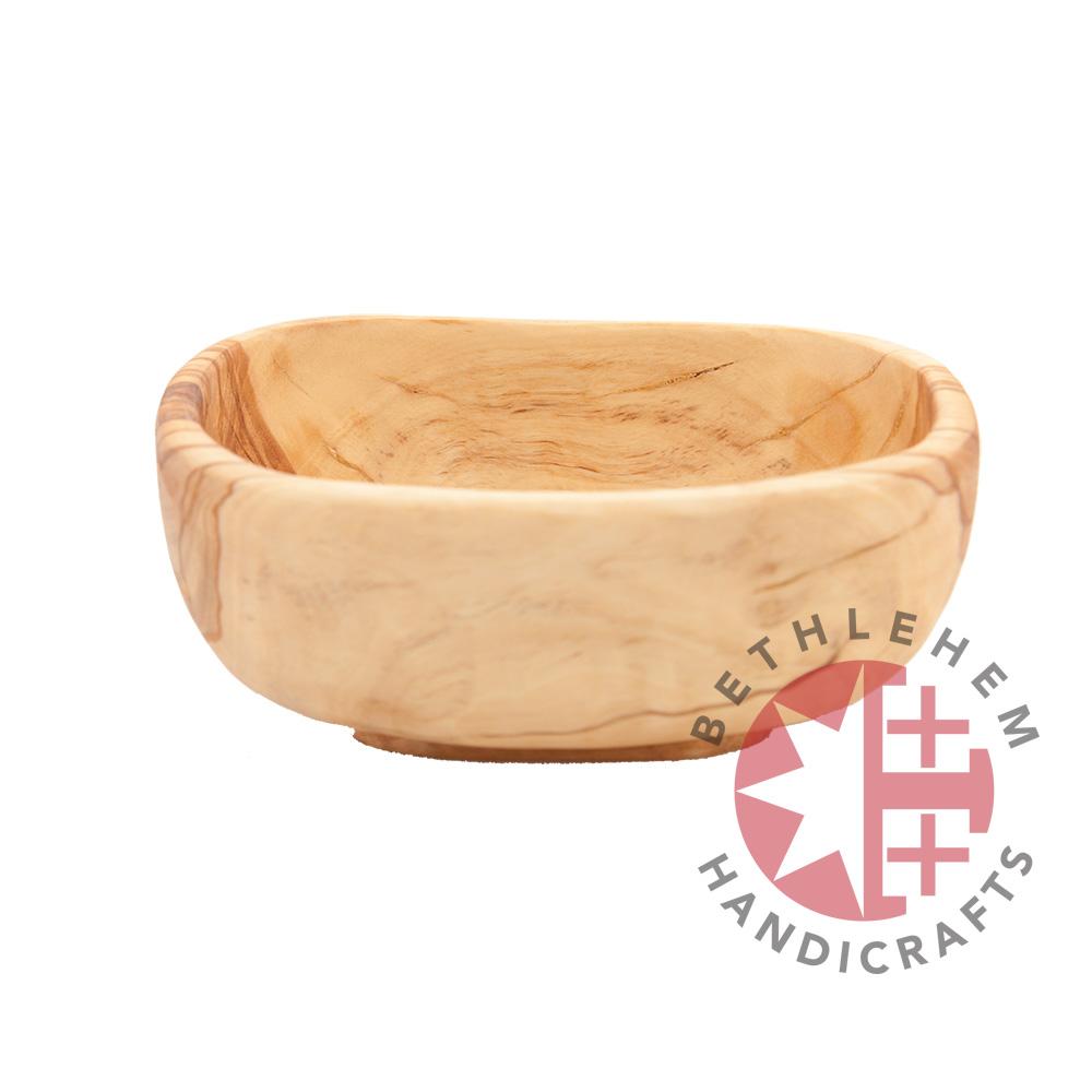 Hand carved square olive wood bowl from Bethlehem