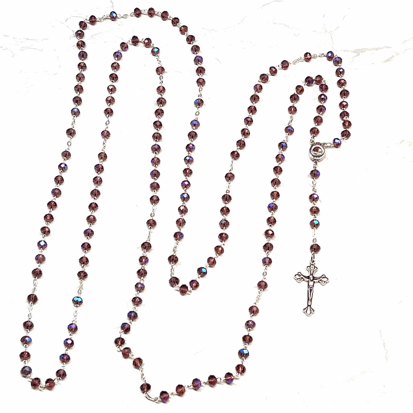 15 Decade Wall Rosary with Purple Crystal Beads