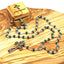 Rosary Necklace with Green Stone Beads