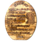 Religious wall art hand made in Bethlehem, side angle of the olive wood sculpture