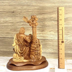 Holy Family with Nativity Star, 11.4" Carved Olive Wood