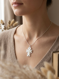 Mother of Pearl Cross Pendant, Sterling Silver