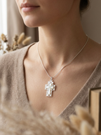 Mother of Pearl Cross Pendant, Sterling Silver