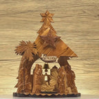 Nativity Scene with Music Player, 10.5" Handmade in Holy Land