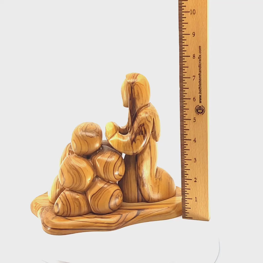 Jesus Christ "Agony in the Garden" Carving, 7.5" Olive Wood Carved Abstract