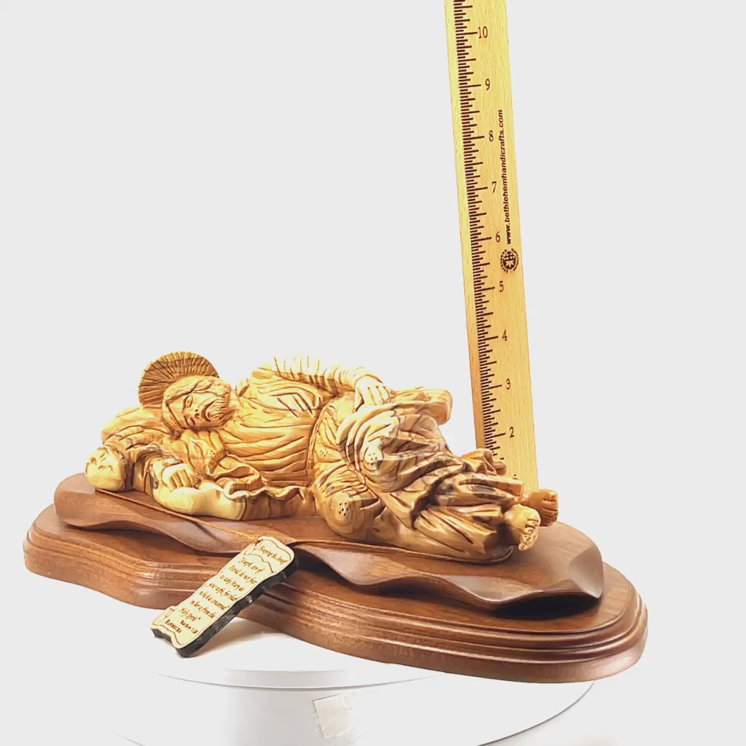 Saint Joseph Sleeping,  Wooden Sculpture 14.6", Olive Wood from Holy Land