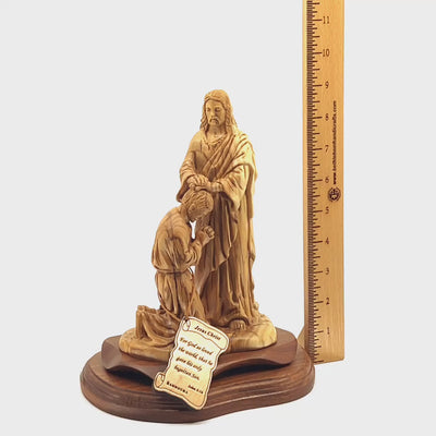 Jesus Christ "Blessing Disciple", 9.4" Wood Carving