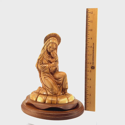 Virgin Mary with Baby Jesus, 10.4" Olive Wood Statue from Bethlehem