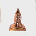 Rosary, Clear Crystal Beads, 18.5", Metal Chain, Bethlehem Handmade