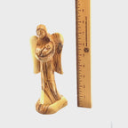 Angel with Baby Carving, 7.9" Standing Carved Olive Wood from Holy Land Angel with Wings Abstract