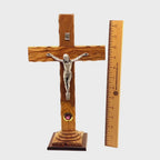 Standing Crucifix, 13", with 14 Stations Engraved, Holy Land Olive Wood, Wall Hanging