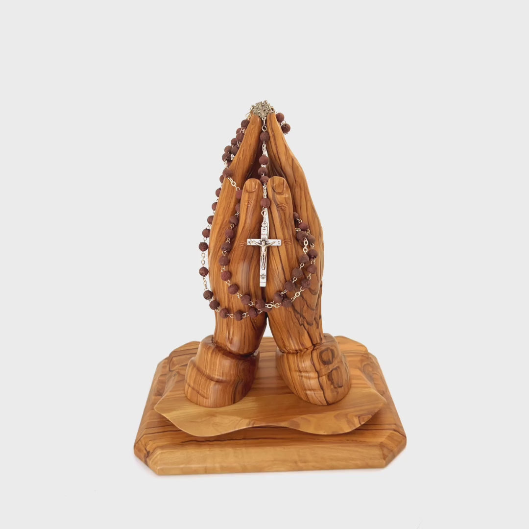 Rosary with Rose Petal Beads, Metal Chain, Real Rose Petals used to make Beads