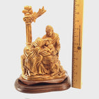 Holy Family with Nativity Star, 11.4" Carved Olive Wood