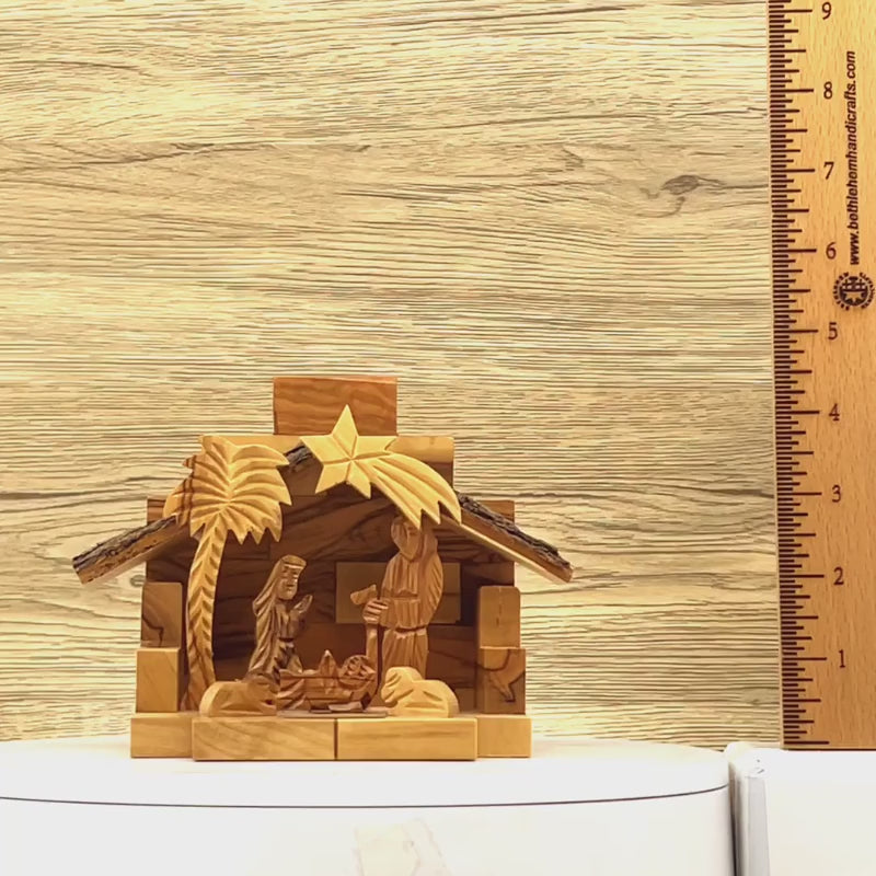Rustic Olive Wood Nativity Scene, 4.5" with Natural Edges