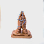 Rosary,  Blue Crystal Beads, 21.8", Metal Chain, Bethlehem Handmade