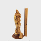 Immaculate Heart of Mary Statue, 12.2" Olive Wood Carving Statue from Bethlehem