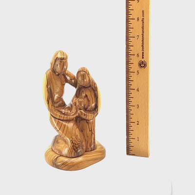 Jesus, Mary and Joseph Olive Wood 6.7" Carving (Abstract)