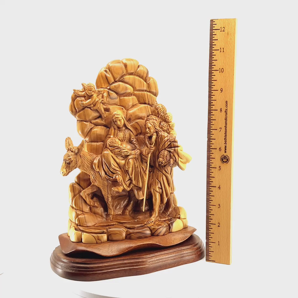 Flight into Egypt, 9.4" Carved Olive Wood