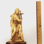Saint John the Baptist Statue, 11" Carved Olive Wood from Holy Land