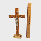 Standing Crucifix, 11", 14 Stations Engraved, Holy Land Olive Wood