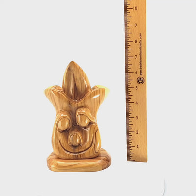 Fleur-de-lis Shaped Olive Wood Holy Family Figurine, 7.3" (Abstract)