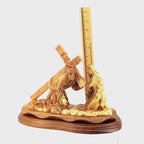 Jesus Christ "Holding Cross" Carving, 12.6" Olive Wood from Bethlehem