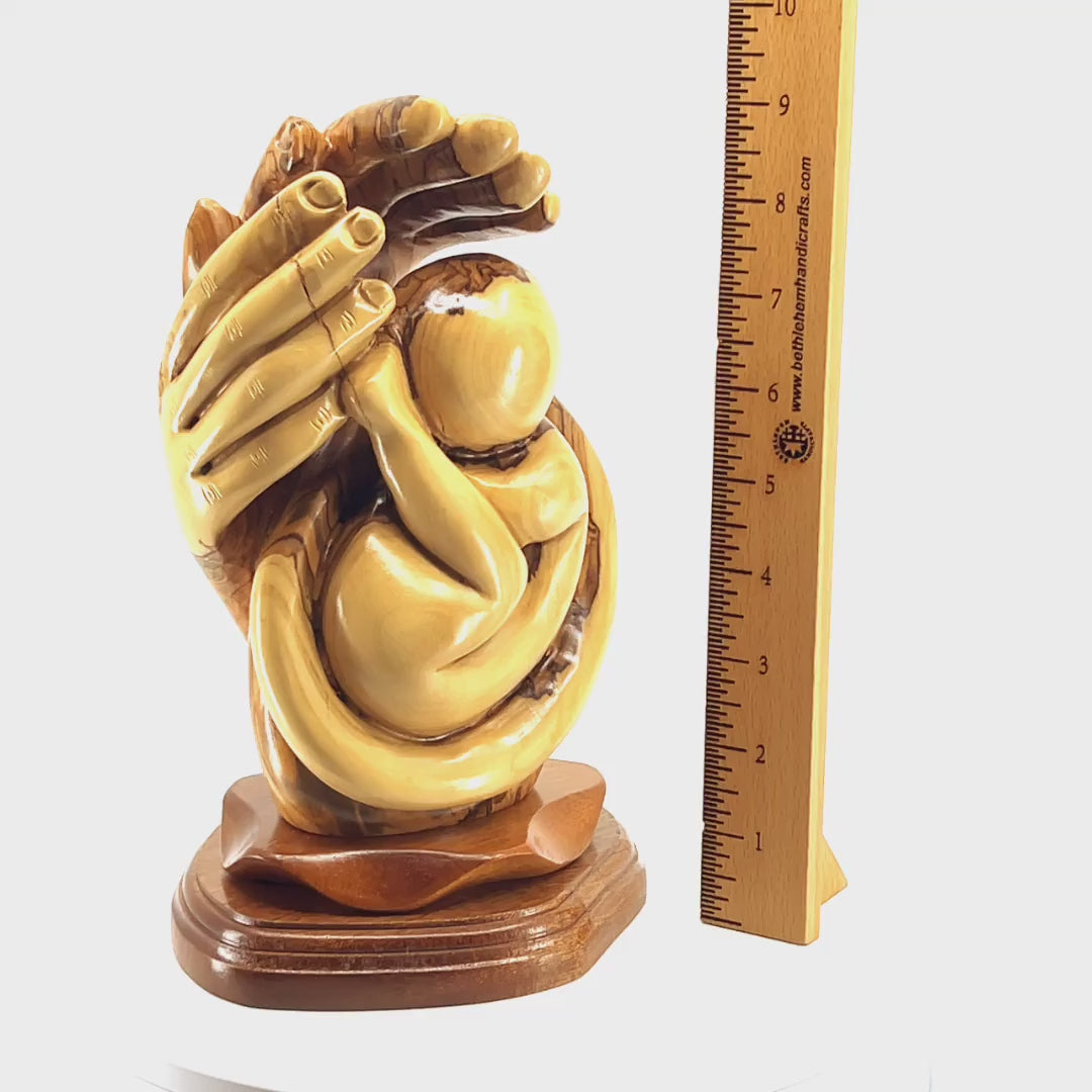 Baby Protected by Hand of God, 9.4" Abstract Sculpture
