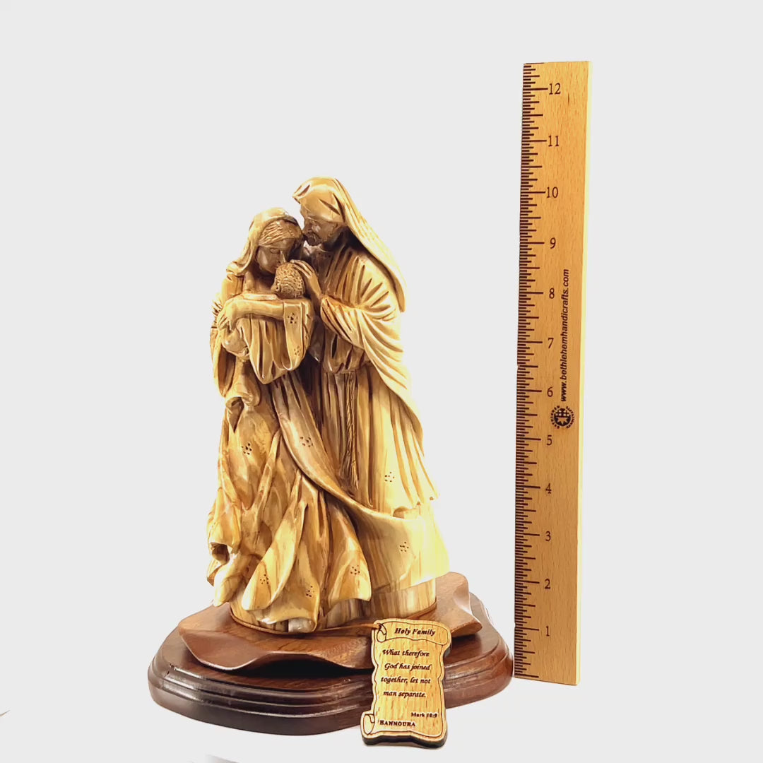 Intimate Holy Family (Olive Wood Statue), 10.6"