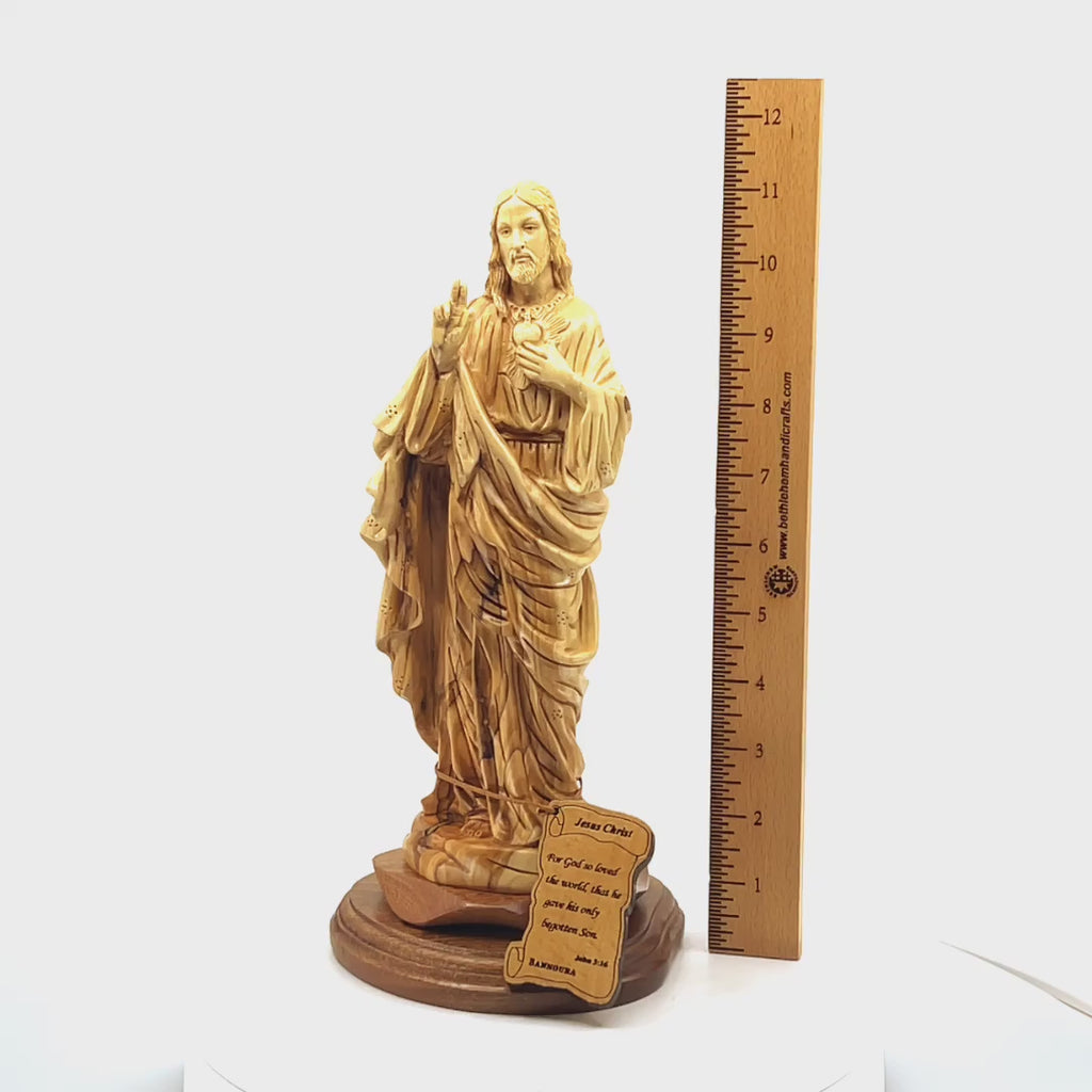 Jesus Christ Carved Wooden Statue from Holy Land 11.2"