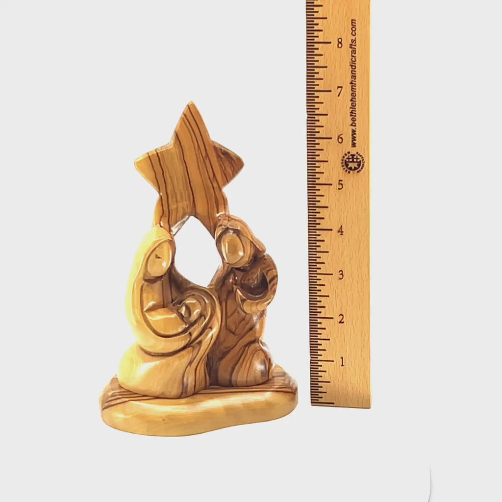 Holy Family "Nativity Star" Wooden Carving, 7.1" Abstract