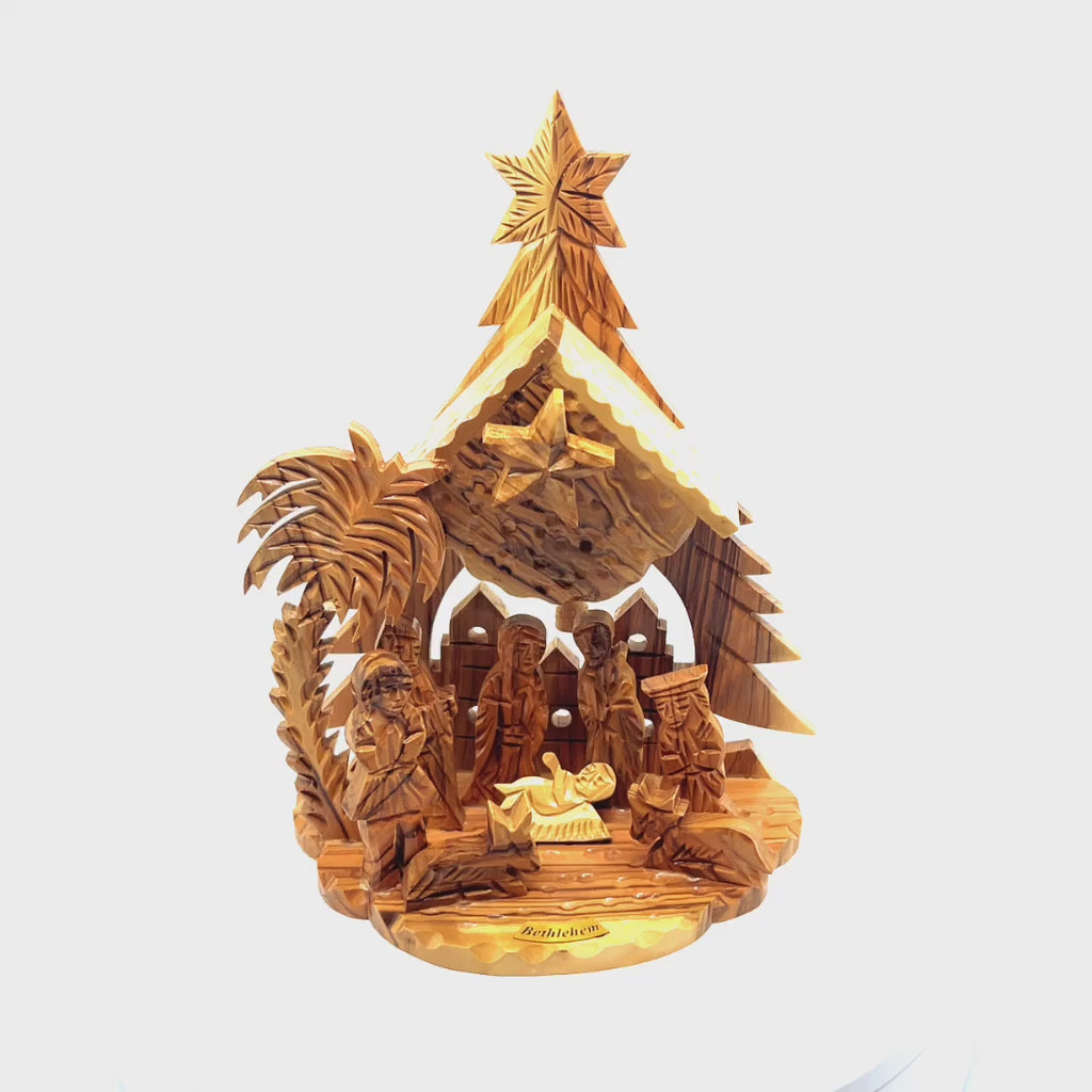 Nativity Set in Shape of Christmas with Music Player, 8.5"  from Holy Land