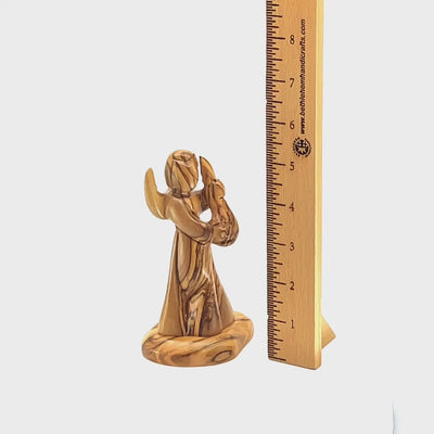 "Angel With Cithara", Wooden Nativity Figurine 5.1"