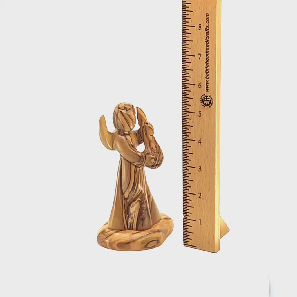 Angel With Cithara, Wooden Nativity Figurine 5.1"