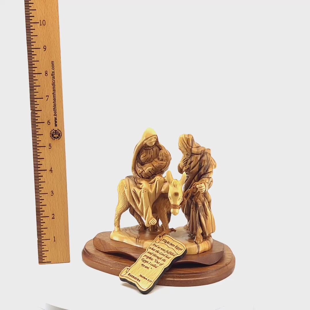 Flight into Egypt, 6.7" Carved Wooden Sculpture