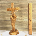 Jesus Crucified on Cross, "Christ Embraced by St. Francis Assisi" , 13.2" Carving