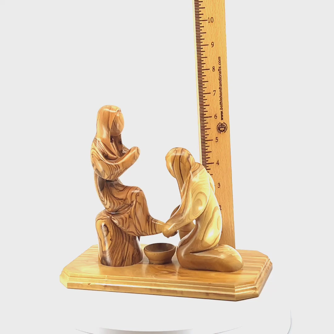 Jesus Washing Feet, 7.1" Wooden Carving Abstract