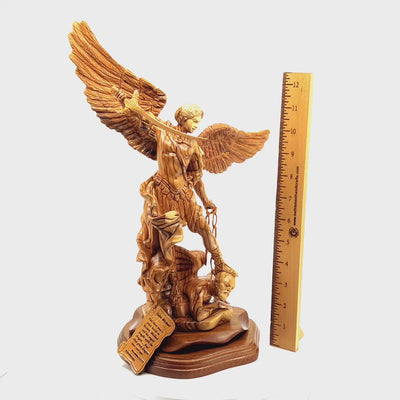Archangel Michael 15.2", Wooden Hand Carved Statue