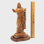Jesus Christ "Giving Blessing" Statue, 12.6" Carving from Holy Land Olive Wood