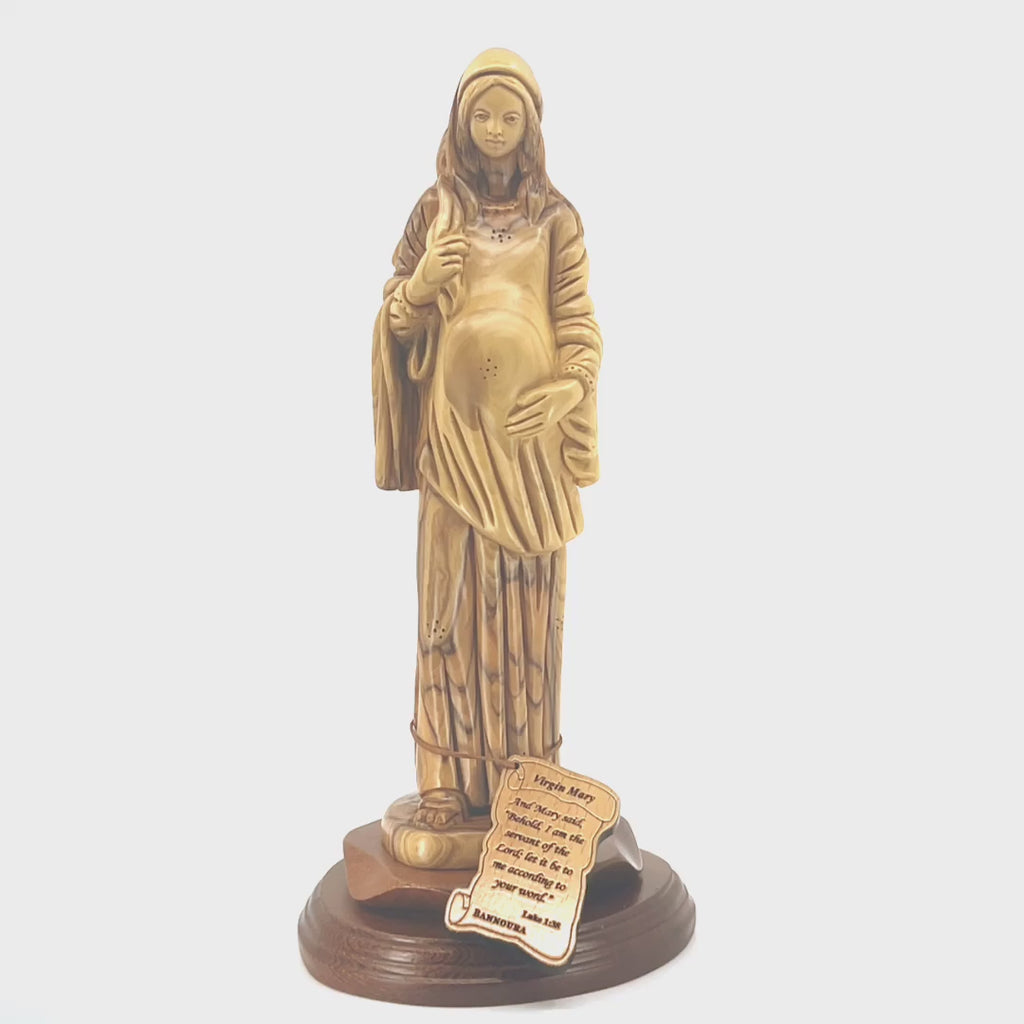 Our Lady Mother of Hope, 11.8" Virgin Mary  Olive Wood Carving Statue from Bethlehem